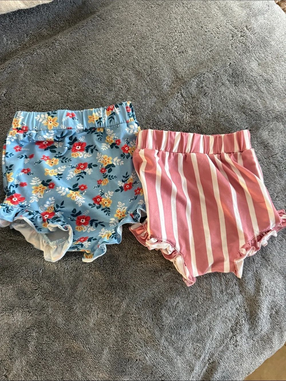 2 Pair Baileys Blossoms Ruffle Shorts - Baby Girl Size 6-9 Month